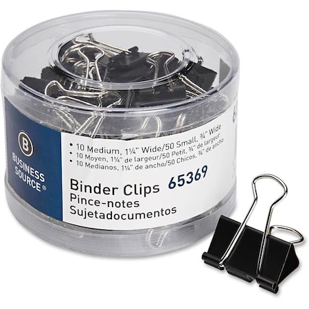 Business Source BSN65369 Small & Medium Binder Clips Set; 60 Per Pack